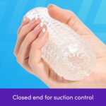 Lovehoney Double Stroker Male Masturbator - 5.5 Inch Stretchy Reversible Penis Stroker - Double Textured Male Sex Toy - Self Pleasure Sex Toys for Men - Waterproof - Clear - Image 3