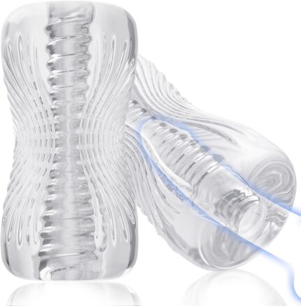 Male Masturbator Sex Toys – Adult Sex Toy Pocket Pussy, TPE Male Masturbation Sleeve, Penis Training Sex Toy for Men, 3D Realistic Texture Spiral Tunnel Stroker, Couple Sex Toys & Game (Clear)