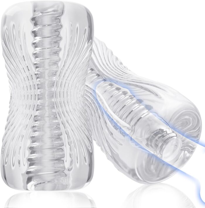 Male Masturbator Sex Toys – Adult Sex Toy Pocket Pussy, TPE Male Masturbation Sleeve, Penis Training Sex Toy for Men, 3D Realistic Texture Spiral Tunnel Stroker, Couple Sex Toys & Game (Clear)