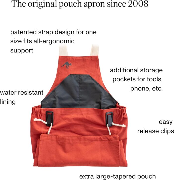 Roo Gardening Apron with Pockets & Harvesting, Picking Pouch - Adjustable, Water-resistant, Washable Canvas Cotton - Image 2
