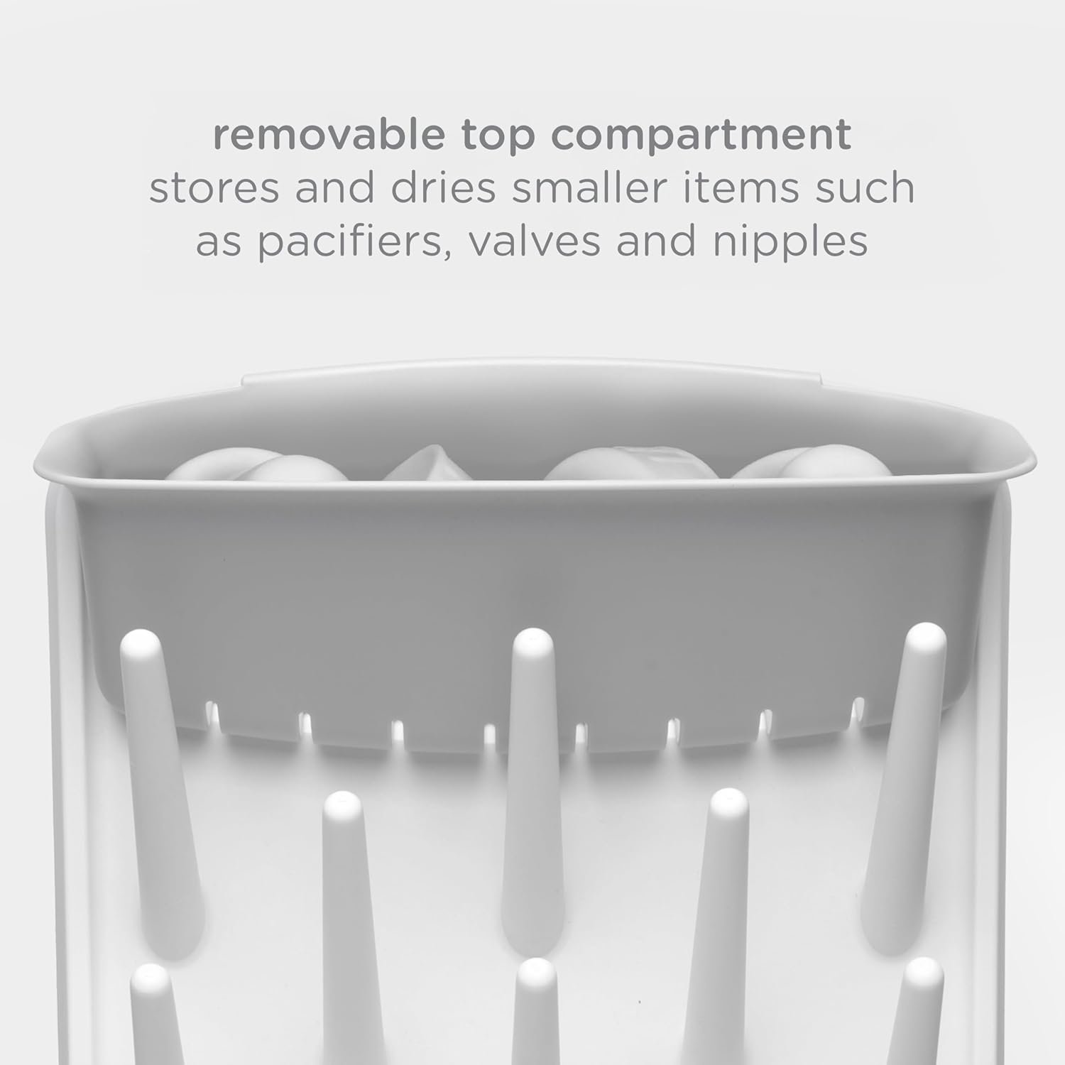 Ubbi Vertical Baby Bottle Drying Rack, Space Saving Countertop Drying Rack Baby Accessory, Gray