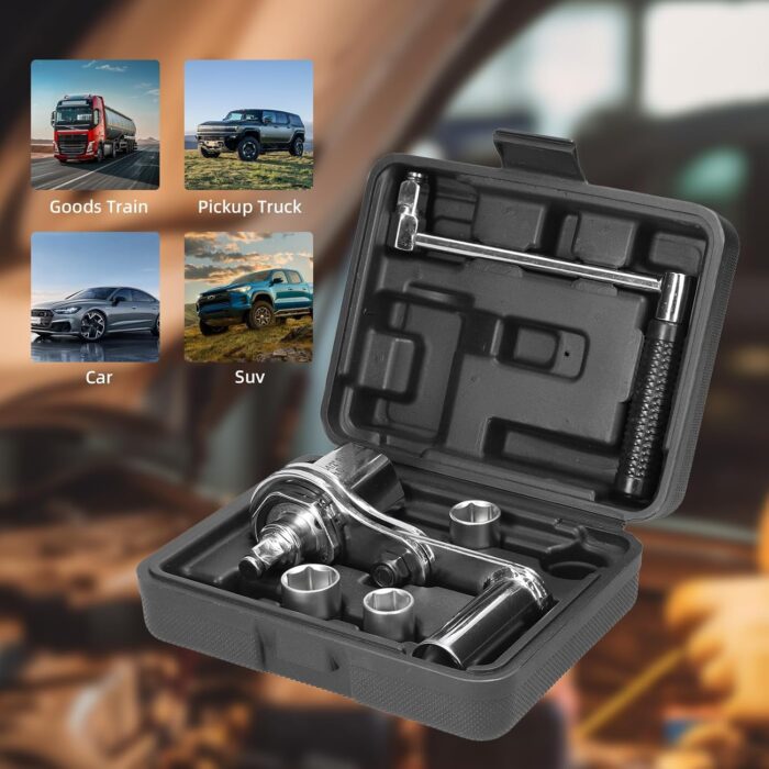 Torque Multiplier Wrench Set - 1:16 Torsional Torque Wrench Lug Nut Remover Tool Set Labor Saving Torque Multiplier 1/2 Drive with 17mm/19mm/21mm Sockets for Loosening Car Tire Lug Nuts - Image 6
