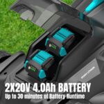 Electric Lawn Mower Cordless, 2x20V 16.1 inch Push Lawn Mower with 6-Position Cutting Height Adjustment, 2x4.0Ah Battery & Dual Charger Included - Image 2