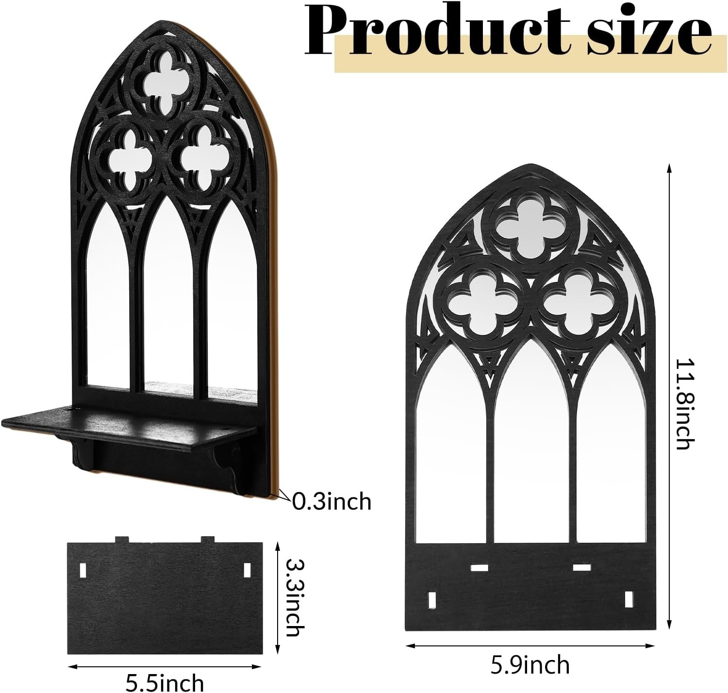 Gothic Sconces Wall Decor Set of 2, Arched Church Wall Sconces Decorative Gothic Wall Decor for Living Room, Bathroom, Dining Room