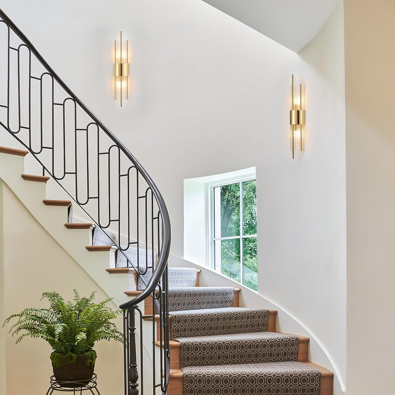 Wall sconces Set of Two, Gold sconces Wall Set of 2, 2-Light Modern Brushed Titanium Gold Wall Sconce, scones Lighting, Modern Wall sconces, for Living Room, Bathroom, Vanity, Staircase, Hallway