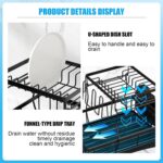 7 code Large Dish Drying Rack for Kitchen Counter, Detachable Large Capacity Dish Drainer Organizer, 2-Tier Dish Racks with Utensil Holder, Black - Image 4