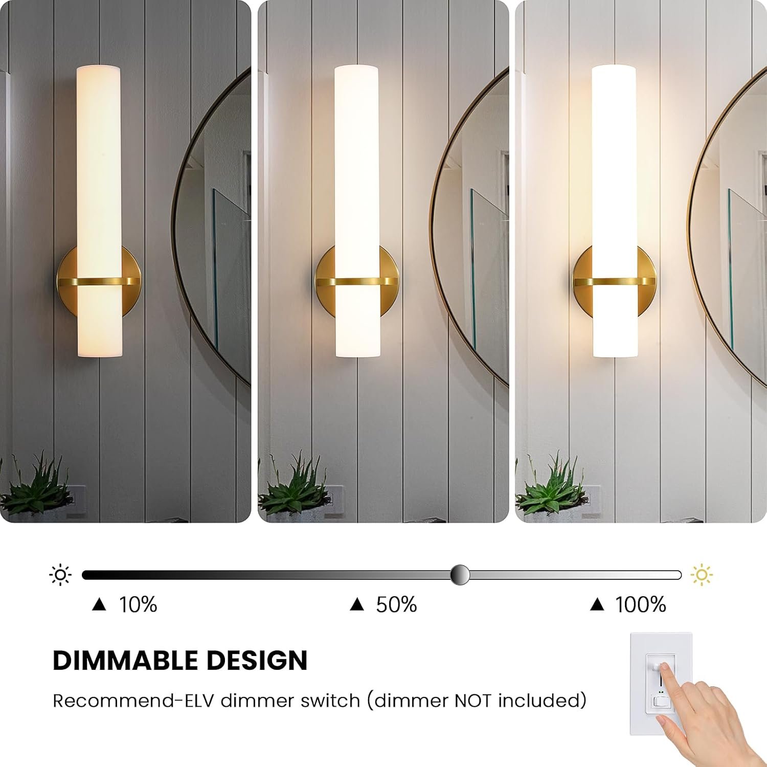 Wall Sconces – 15 inch Gold Wall Sconces Set of Two Modern Bathroom Sconce 15W Dimmable LED Wall Sconce Light with Acrylic Lampshade, Bathroom Vanity Light for Mirror Living Room Hallway 3000K