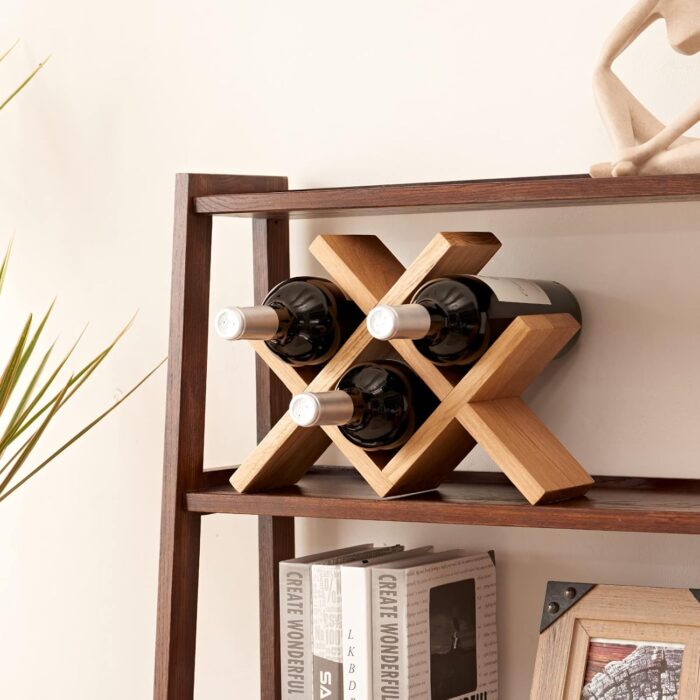 Wine Rack Countertop Oak Wooden Wine Bottle Holder Rustic Free Standing Wine Storage Racks for Tabletop, Hutches and Display Cabinets - No Assembly Required (Natural) - Image 7