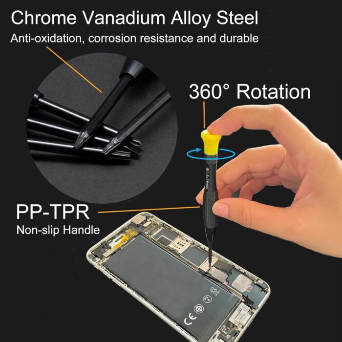 18PCS Mini Precision Screwdriver Set With Case, Lengnoyp Magnetic Small Flathead Phillips Pentalobe Torx Star Screwdriver Set Kit and Tweezers for Repairing Computer Eyeglass Phone Watch - Image 5