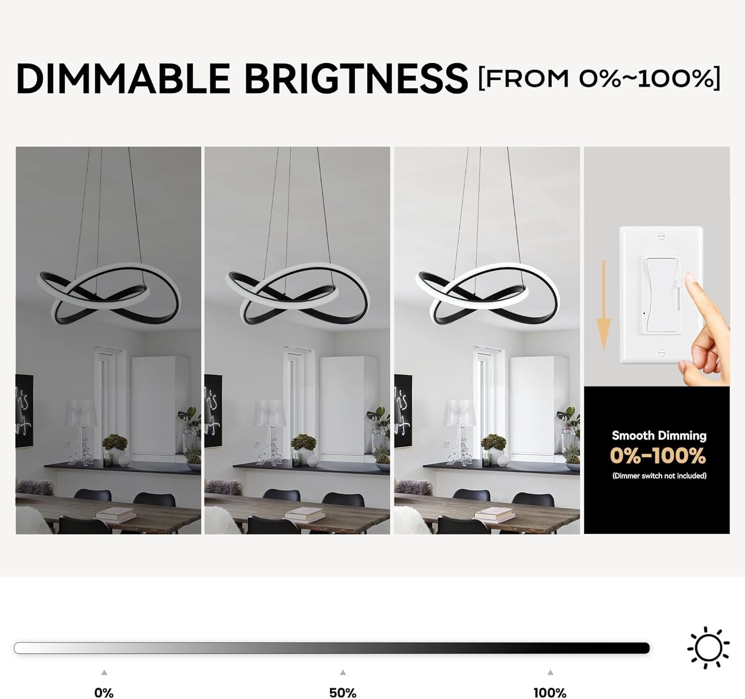 MAYNA Modern LED Pendant Light Fixture, Contemporary LED Chandelier with Irregular Ring Lights, Adjustable Modern Chandeliers for Dining Room Kitchen Entryway Living Room Bedroom, 6000K Daylight