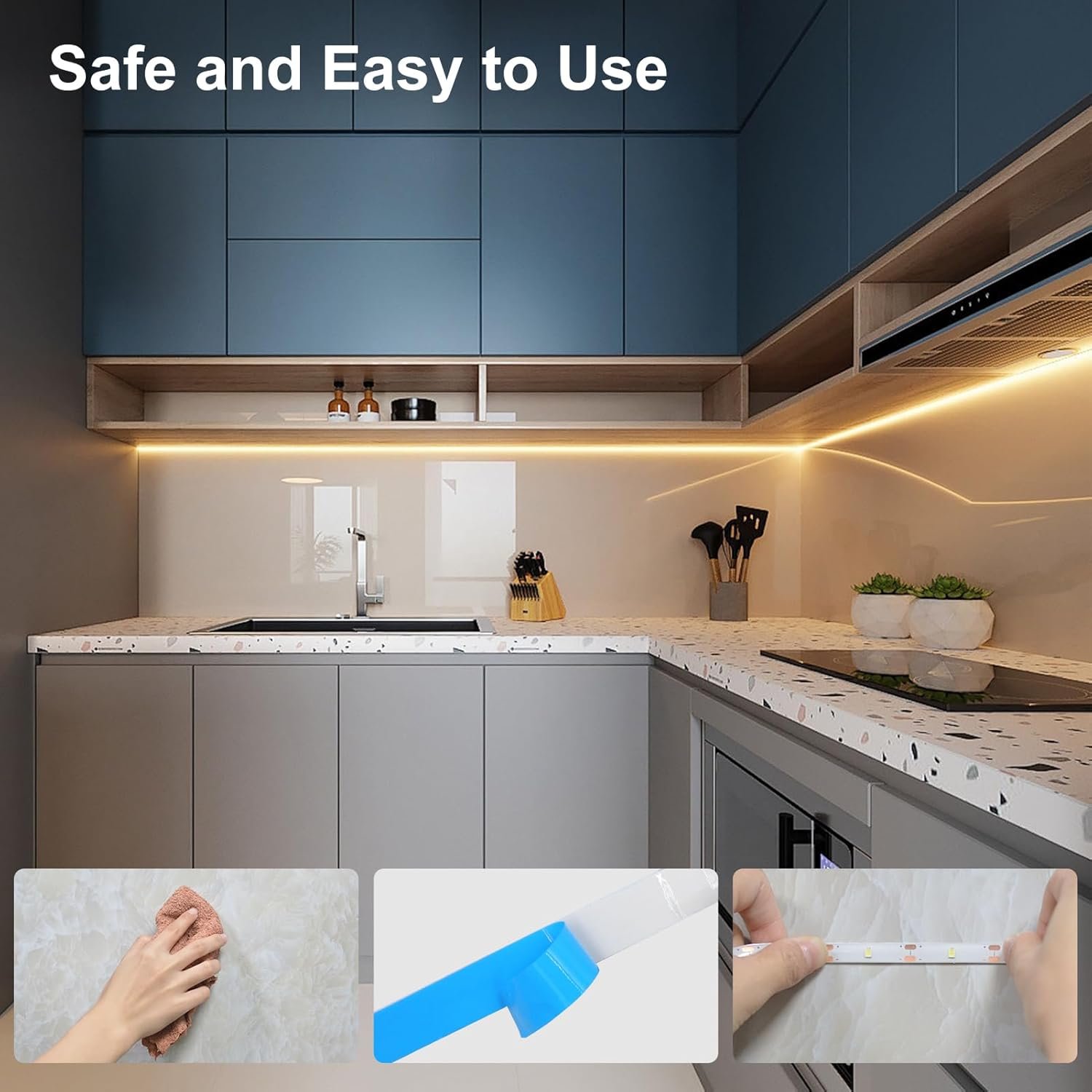 echosari LED Strip Lights Battery Operated, 10Ft 108 LED Dual Color Changing Strip Lights with Remote Cuttable Adhesive Lights Strip for Bedroom Party Decoration (Warm White & Multicolor)