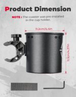 ‎KEMIMOTO Motorcycle Cup Holder, Upgraded ATV Drink Holder with 0.6"-1.5" Metal Clamp, 32OZ Bike Water Bottle Holder for UTV, Scooter, Boat, Stroller, Wheelchair, Golf, Tractor - Image 6