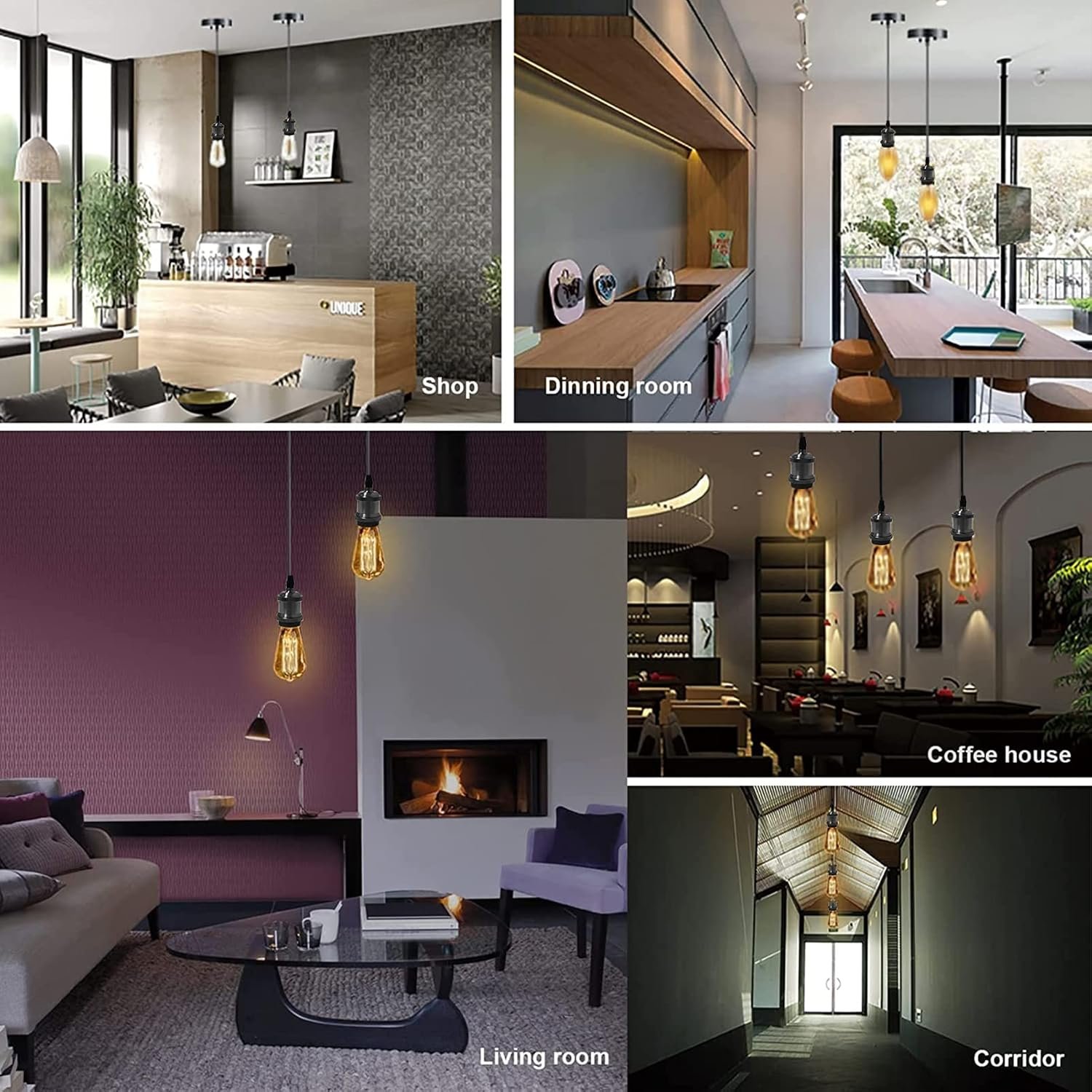 Vintage Mini Pendant Light Cord Kit, Industrial Edison Retro Pendant Light UL Lamp Holder Fixture E26 E27 Lamp Socket, 3.94ft Adjustable Woven Fabric Hanging Light Cord Kit (Black)