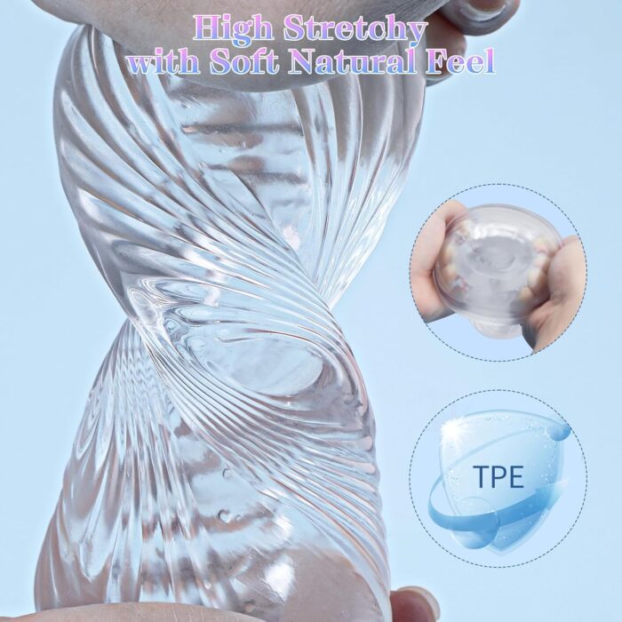 Male Masturbator Sex Toys - Adult Sex Toy Pocket Pussy, TPE Male Masturbation Sleeve, Penis Training Sex Toy for Men, 3D Realistic Texture Spiral Tunnel Stroker, Couple Sex Toys & Game (Clear) - Image 6