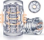Male Masturbator Sex Toys for Men - Pocket Pussy Squeezable Male Stroker Mens Sex Toy with Spiral Texture, Open Ended Penis Sleeve for Blowjob, Men Masterbater Realistic Anal Sex Toys for Couples