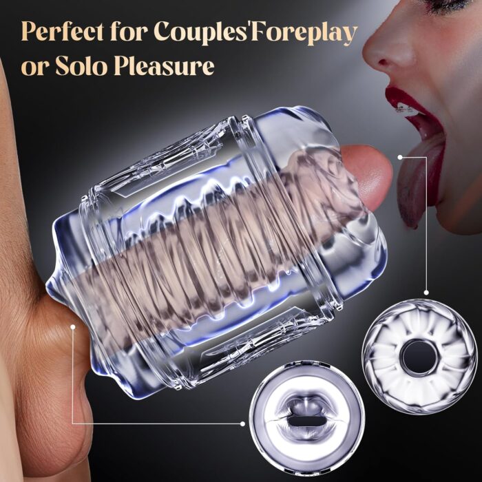 Male Masturbator Sex Toys for Men - Pocket Pussy Squeezable Male Stroker Mens Sex Toy with Spiral Texture, Open Ended Penis Sleeve for Blowjob, Men Masterbater Realistic Anal Sex Toys for Couples - Image 2