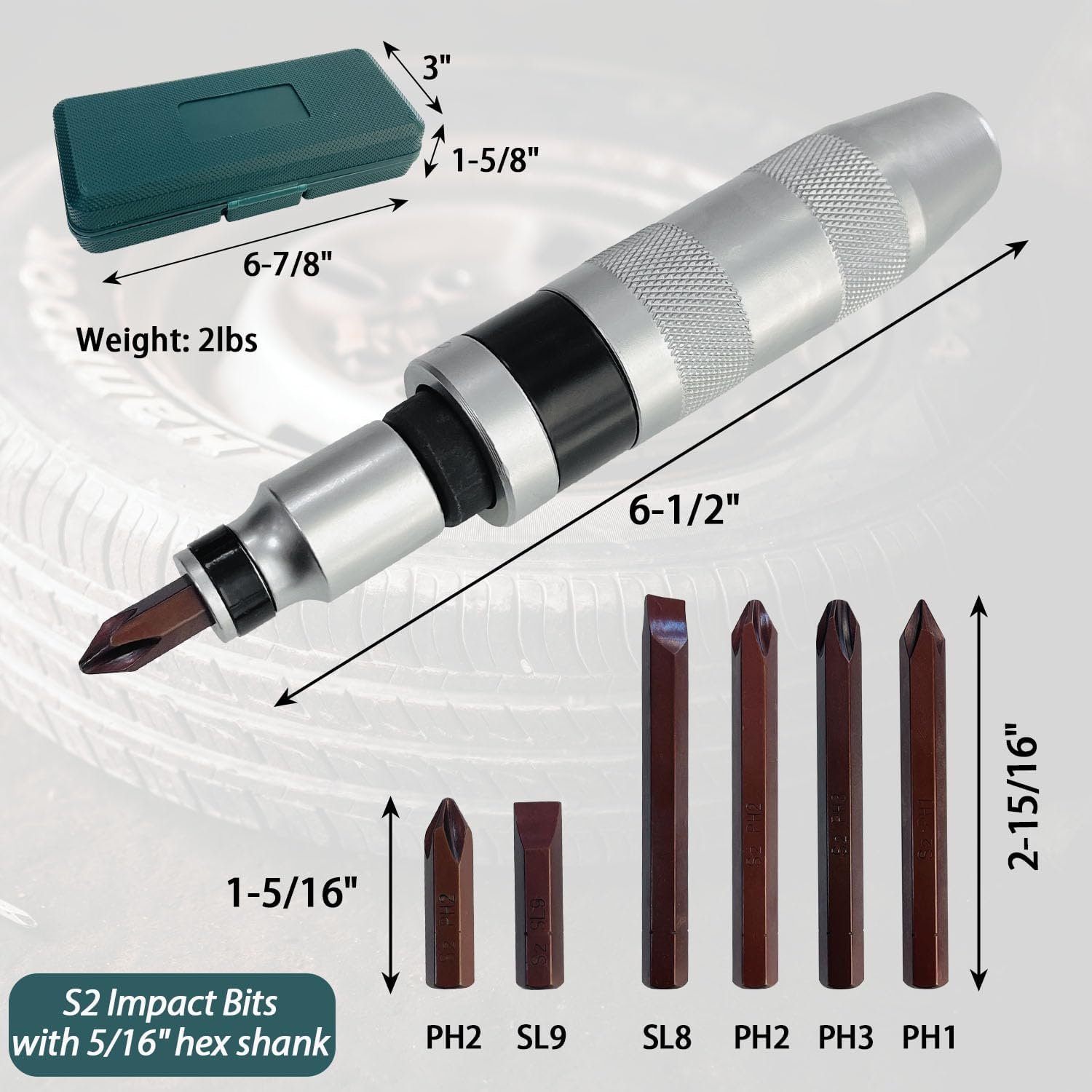 Sutekus 1/2 Inch Drive Manual Impact Driver Set Reversible Hand