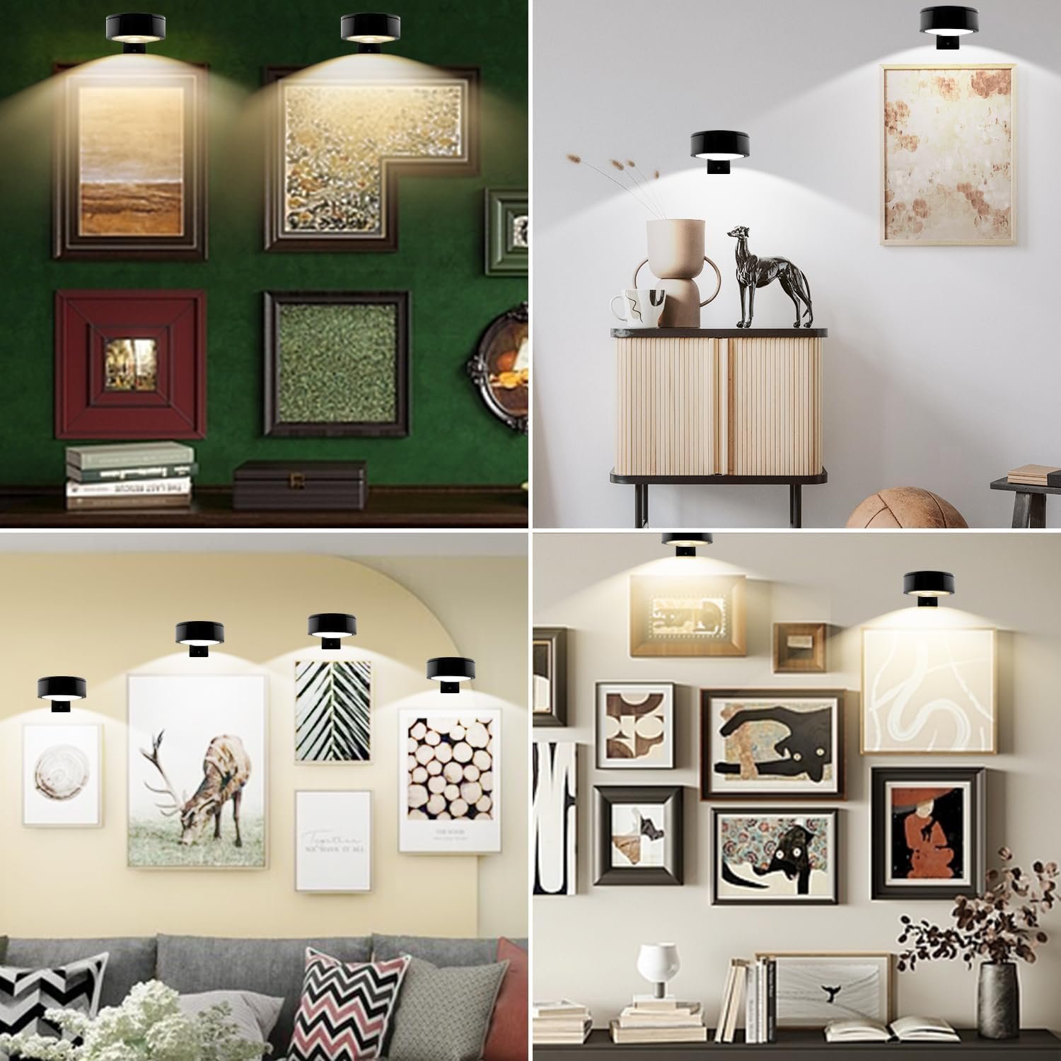 3PACK Picture Light Battery Operated with Remote, Painting Light for Wall Art with 3 Lighting Colors Dimmable, LED Art Display Accent Light on Wall for Poster Dartboard Frame Portrait Black