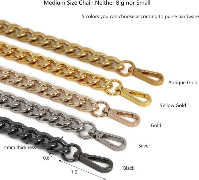 Medium Size Fabulous Metal Shoulder Crossbody Purse Strap Replacement Bag Chain Accessories (18‘’, Antique Gold) - Image 5