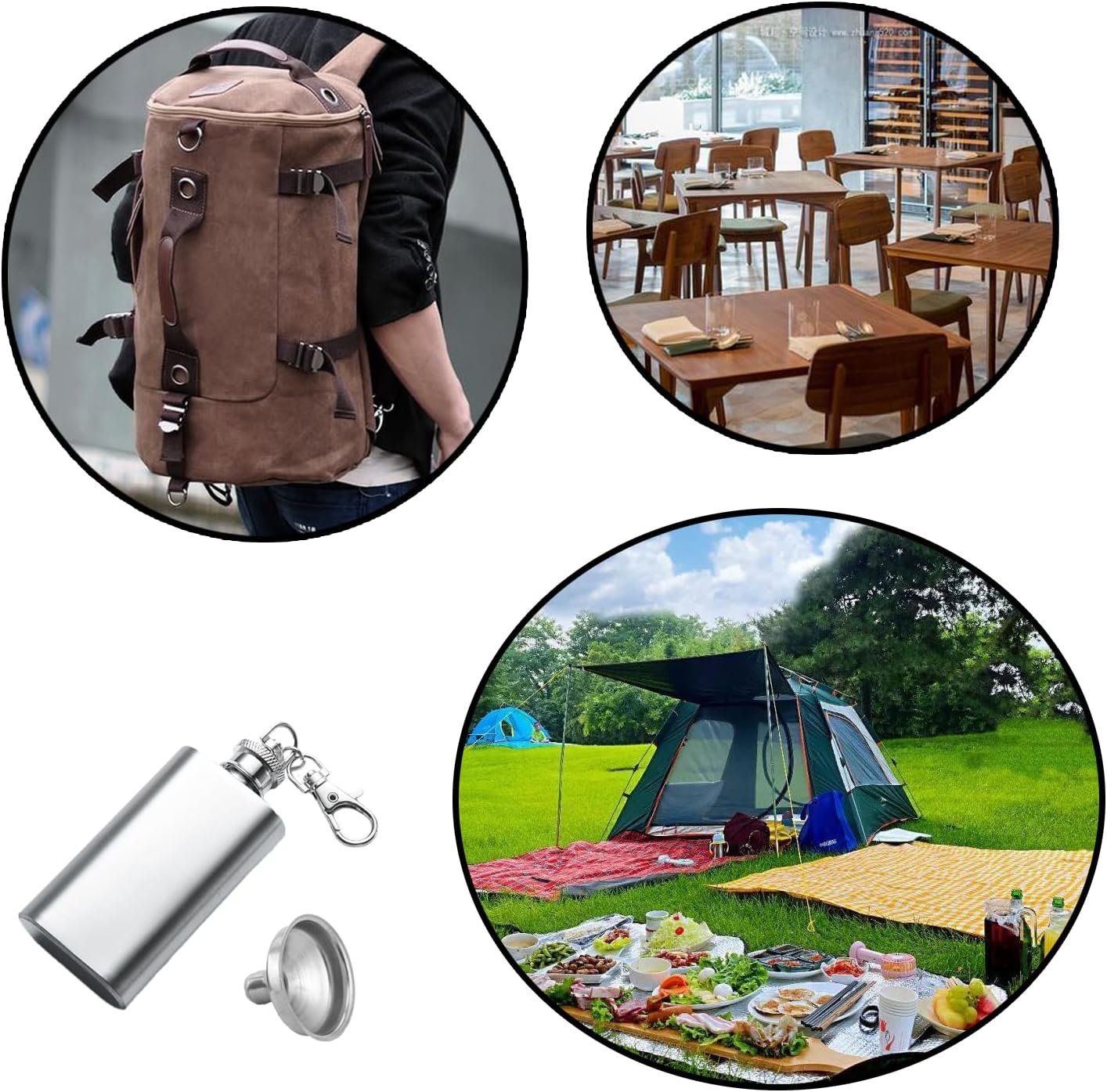 2PCS Mini Pocket Wine Bottle Stainless Steel Material Portable Keychain Flask Stainless Steel 2oz Pocket Whiskey Bottle, Hip Flask with Funnel for Men & Women