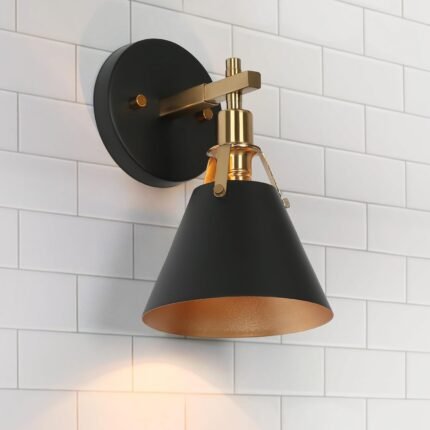 KSANA Black Wall Sconces, Modern Farmhouse Gold Wall Lights for Bedroom, Living Room, Hallway