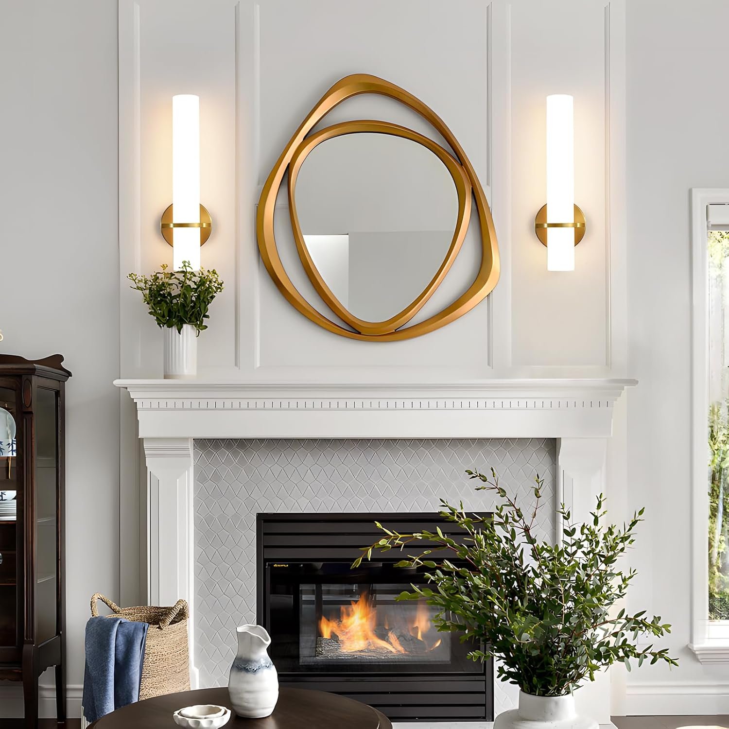 Wall Sconces – 15 inch Gold Wall Sconces Set of Two Modern Bathroom Sconce 15W Dimmable LED Wall Sconce Light with Acrylic Lampshade, Bathroom Vanity Light for Mirror Living Room Hallway 3000K