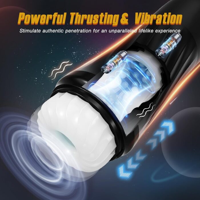 Tracy's Dog Automatic Male Masturbator, Adult Sex Toys for Men with 3 Twisting and 5 Thrusting Vibration Modes, Hands-Free Heating Male Vibrating Stroker for Men Guy Pleasure, Steelcan - Image 3