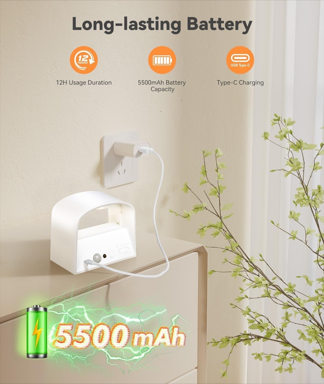 Battery Operated Wall Sconce, 5500mAh – 2 Pack Motion Sensor Wall Mount Light with Remote Control – Rechargeable Wall Lamp – Dimmable Wireless Indoor 3 Color Changing Led Light Fixture Sconce