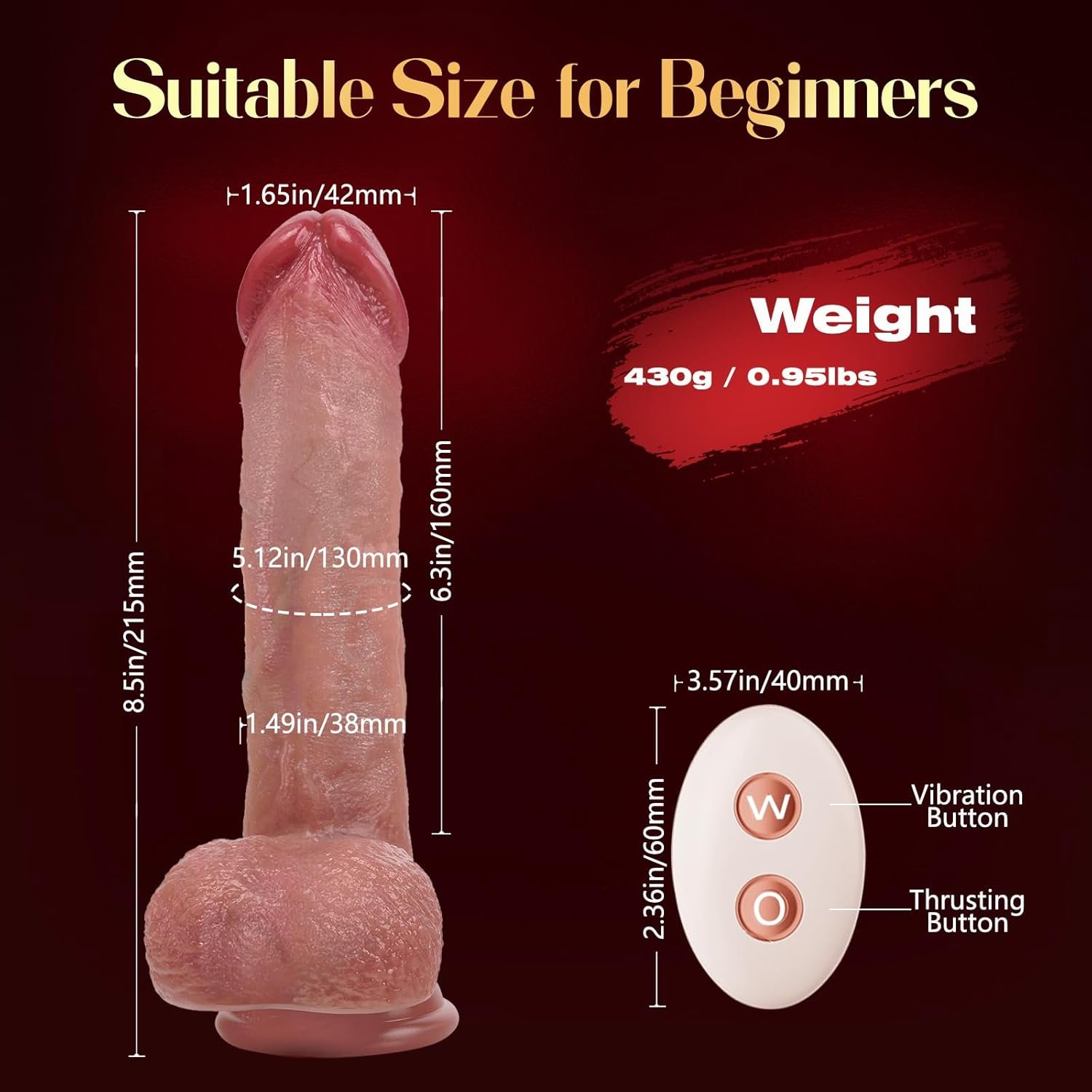 Sex Toys Thrusting Dildo Vibrator, 3 Pulsation Thrusting & 5 Vibration Mode 8.5 Inch Realistic Dildo Penis for Clitoral G Spot Anal Stimulate Liquid Silicone Suction Cup Adult Sex Toy S&M Whips