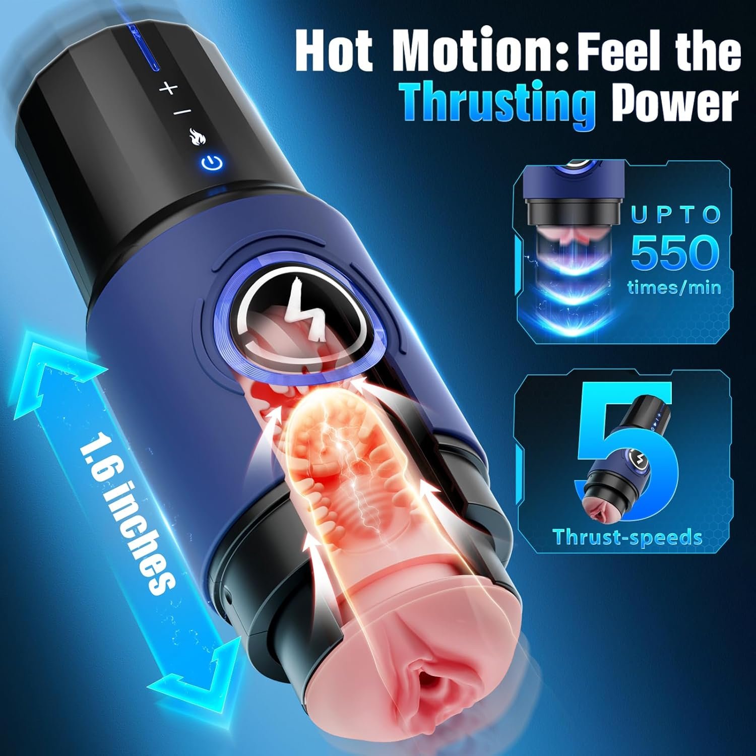 EINSEO Male Masturbator Sex Toys for Men – Thrusting Male Stroker with 360° Heating, 5-Speed Smooth Motion Blowjob Adult Men’s Sex Toy, Silent Brushless Motor, Pocket Pussy Sleeve Erotic Massage Kits