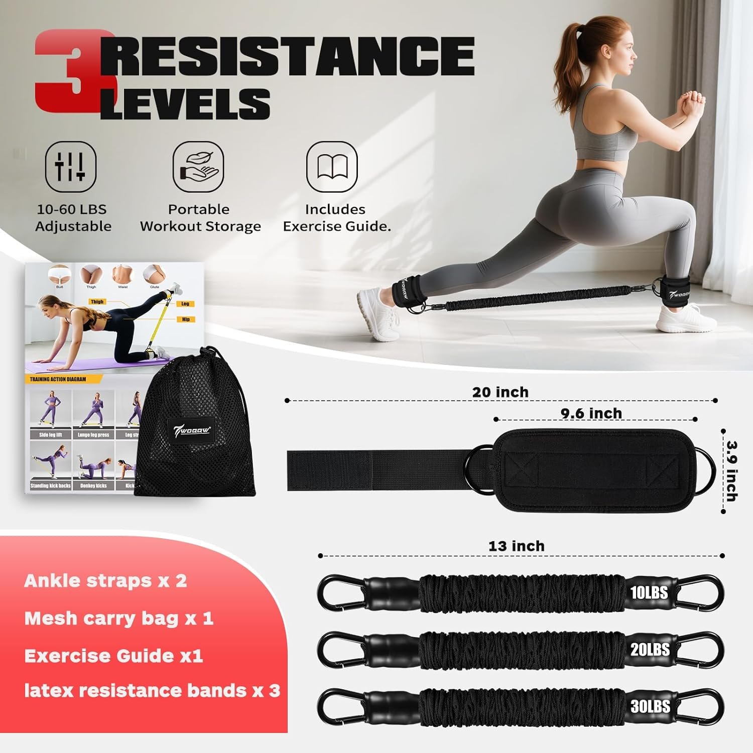 Ankle Straps Resistance Band Exercise Kit Ankle Resistance Bands