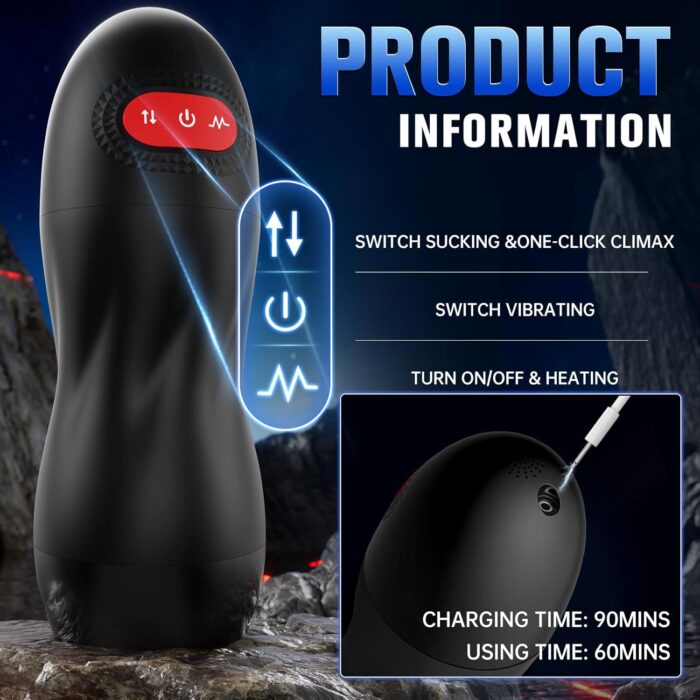 Automatic Male Masturbator, Sucking Male Masturbators Penis Pump with 9 Suction & 10 Vibrating & Heating Mens Male Sex Toys, Hands Free Pocket Pussy Male Stroker, Adult Sex Toys for Men Penis Pumps - Image 7