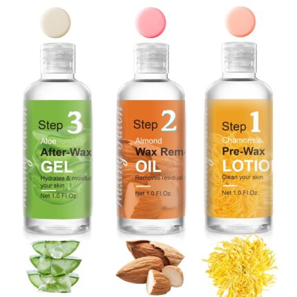 Before And After Waxing Skin Care Kit, Professional Waxing Kit for Women at Home, Pre-Wax Cleanser, Wax Remover Oil, After-Wax Cooling Aloe Vera Gel For Soothing Skin