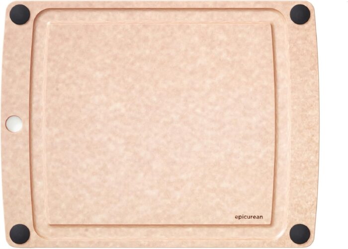 Epicurean All-In-One Cutting Board with Non-Slip Feet and Juice Groove, 14.5″ × 11.25″, Natural/Black