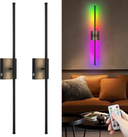 Wireless Sconces Set Of 2,10000 mAh Large Capacity Battery Wall Sconce Up To 70 Hours Use Time,360° Rotation RGB Multiple Colors,Rechargeable Wall Sconce With Remote,Perfect Sconces Wall Decor