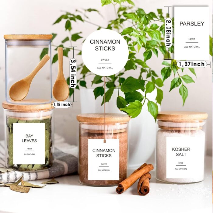 12 Pcs Glass Spice Jars with Bamboo Airtight Lids and 191 Labels - 8.5oz Small Food Storage Containers for Kitchen, Seasoning, Coffee, Herb - Spoon and Marker Included - Image 5