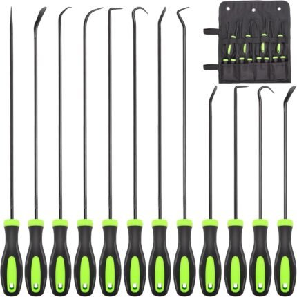12PCS Automotive Hook and Pick Tool Set,Long & Mini Precision Puller Remover Tool Kit for Auto O-Ring,Seal & Gasket Removal,Mechanic Professional Tools,Car Repair Essentials