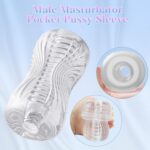 Male Masturbator Sex Toys - Adult Sex Toy Pocket Pussy, TPE Male Masturbation Sleeve, Penis Training Sex Toy for Men, 3D Realistic Texture Spiral Tunnel Stroker, Couple Sex Toys & Game (Clear) - Image 3