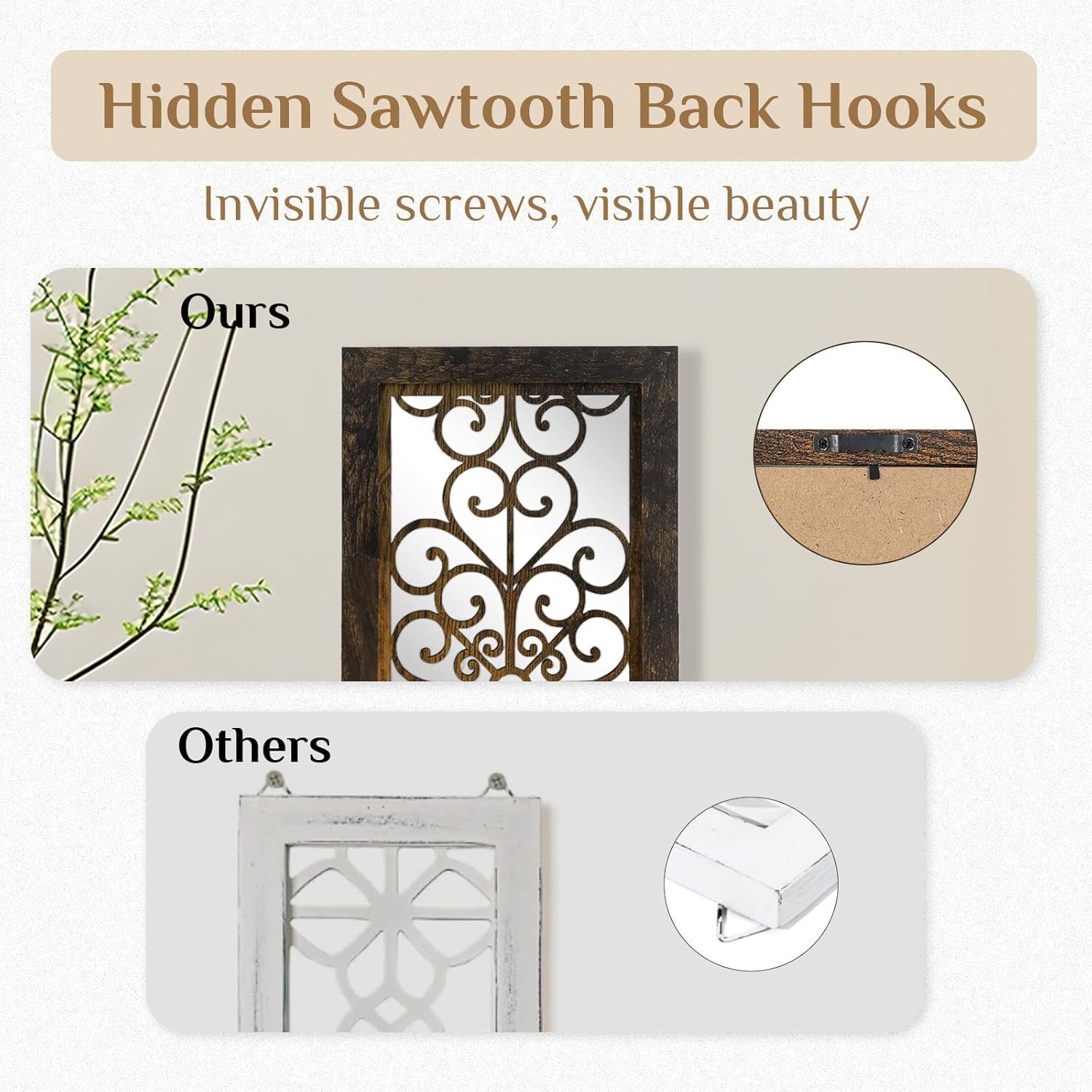 Farmhouse Wall Candle Holder Decor: Rustic Candle Sconces Set of Two for Pillar Candles – Brown Wooden Shelving for Fireplace Bathroom Hallway