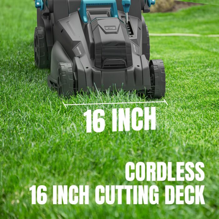 Electric Lawn Mower Cordless, 2x20V 16.1 inch Push Lawn Mower with 6-Position Cutting Height Adjustment, 2x4.0Ah Battery & Dual Charger Included - Image 3