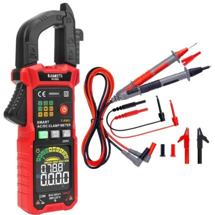 KAIWEETS Smart Digital Clamp Meter with D-Shaped Jaws & Soft Silicone Electrician Test Leads Kit