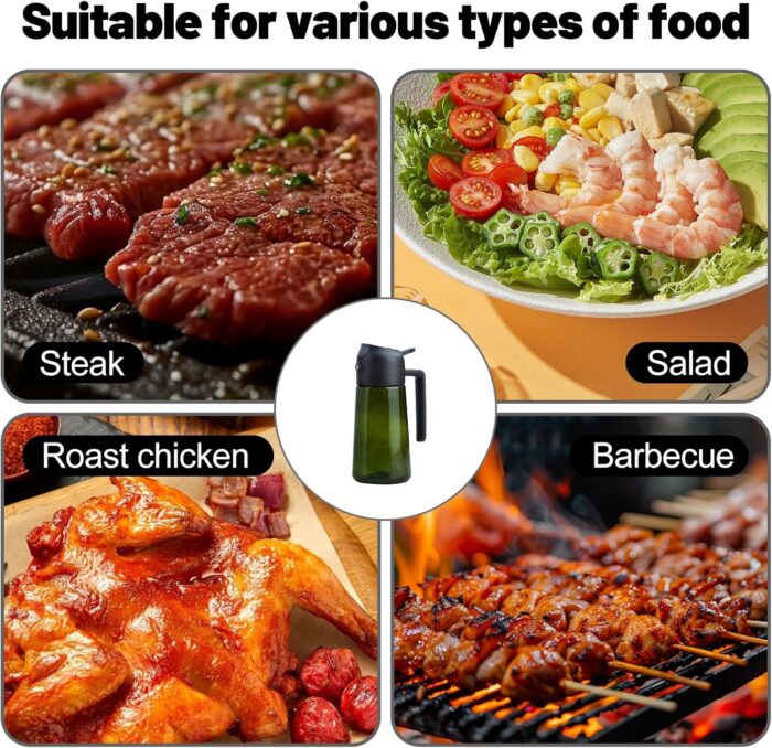 2 In 1 Oil Dispenser And Oil Sprayer, 16 Oz/470 Ml Oil Dispenser For Kitchen Spray, With Fine Mist Nozzle, Suitable For Cooking, Air Fryer, Salad, Grilling(black-1) - Image 3