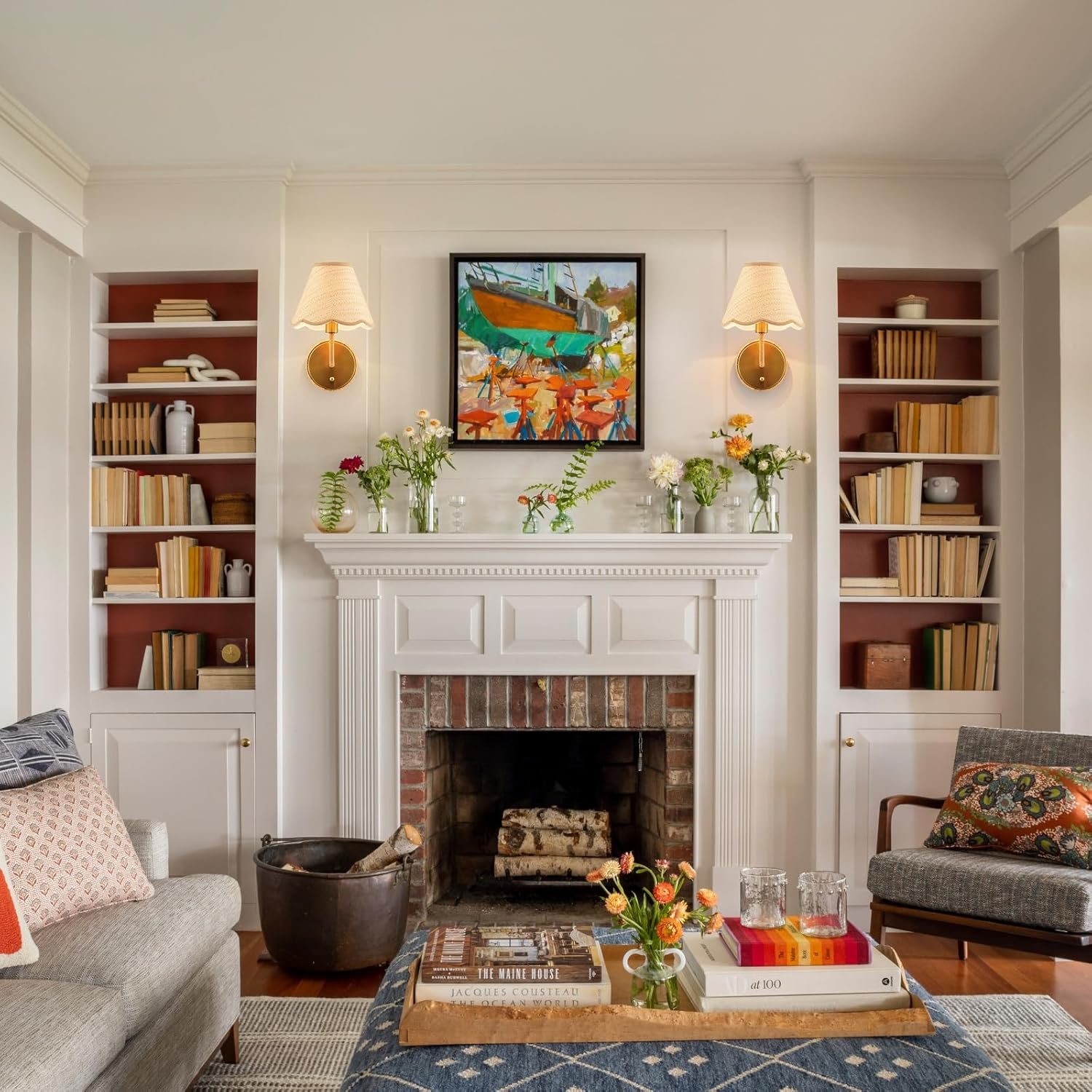 Elycucpa Boho Hand Woven Rattan Wall Sconces Set of Two Rustic Industrial Wall Lamp Brass Farmhouse Wall Lights for Bedroom Living Room Hallway Vanity, Dia 11”, UL Listed