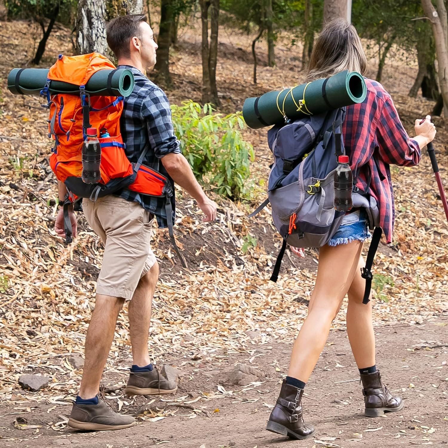 Bottle Buckle Clip, 4pcs Hanging Buckle Portable Water Bottles Ring Holder Keychain Heavy Duty Bottle Ring Buckles Mineral Water Bottle Clip for Backpack Belt Webbing Strap Camping Hiking