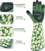 PHIRAH Gardening Gloves for Women Rose Pruning Thorn Proof Breathable Touchscreen Garden Gloves Long Forearm Protection Gauntlet Adjustable Flexible Working Gloves(Green, L) - Image 3