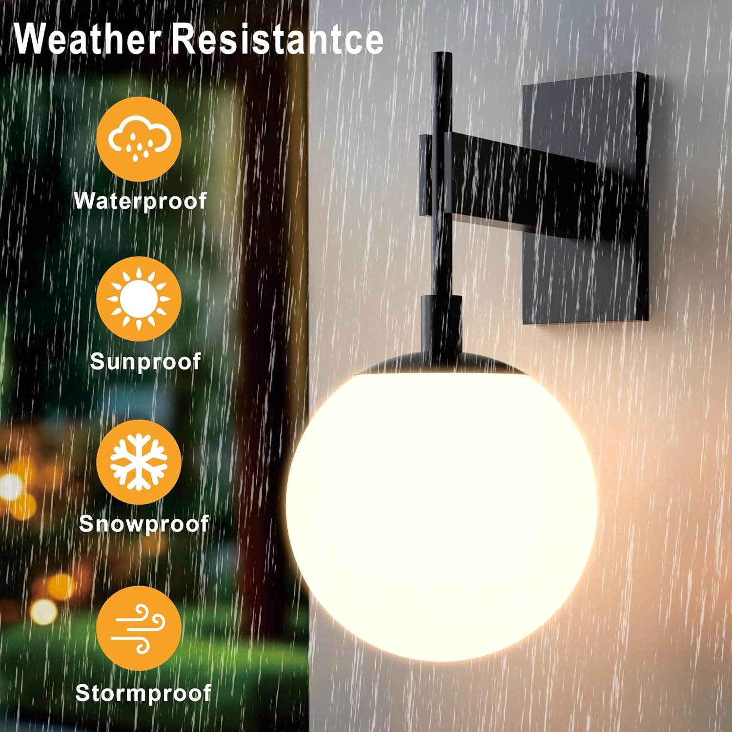 Hyunbae Outdoor Wall Sconce, 18.9″ Large Size Wall Light, Exterior Light Fixtures Wall Mount for House, Globe Glass Front Porch Lights, Waterproof Outside Lighting Sconce Lamp with E26 Base