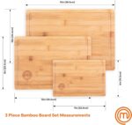 MasterChef Bamboo Cutting Boards for Kitchen, Wooden Cutting Board Set of 3, Natural, Organic & Food Safe Surface, Reversible Large, Medium & Small Wooden Chopping Boards with Juice Grooves - Image 6