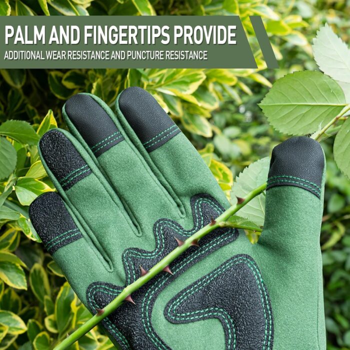 PHIRAH Gardening Gloves for Women Rose Pruning Thorn Proof Breathable Touchscreen Garden Gloves Long Forearm Protection Gauntlet Adjustable Flexible Working Gloves(Green, L) - Image 4