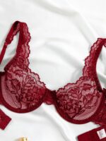 Sexy Scallop Floral Lace Mesh Sheer Underwire Lingerie Set 2 Piece - Image 3
