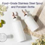 Dizada Olive Oil Dispenser Bottle for Kitchen, (22 Oz+14 Oz) Ceramic Olive Oil and Vinegar Bottles Dispenser with Stainless Steel Spout, Set of 2 - Image 5